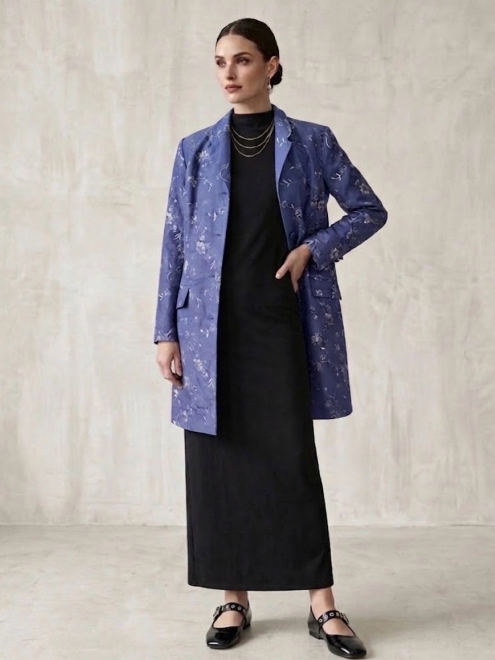 Vintage Silk Embroidered Longline Blazer
